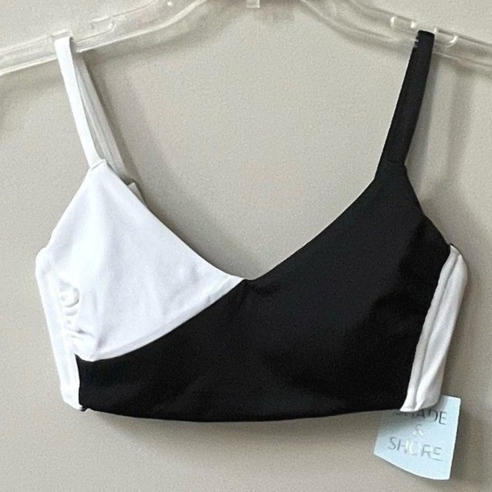 Shade & Shore Color Block Bralette Bikini Top Womens Small Black White New